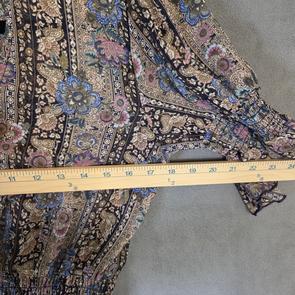 Wildflower Apparel Floral Smocked Peasant Top Women's Medium Boho Hippie - Picture 13 of 14